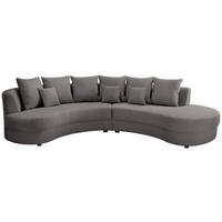 WOHNLANDSCHAFT Grau Cord  - Schwarz/Grau, Design, Kunststoff/Textil (300/160cm) - Livetastic
