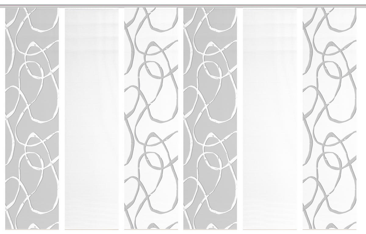 FLÄCHENVORHANG  6 Stück  blickdicht  60/260 cm   - Grau Hochglanz/Weiß, KONVENTIONELL, Textil (60/260cm)