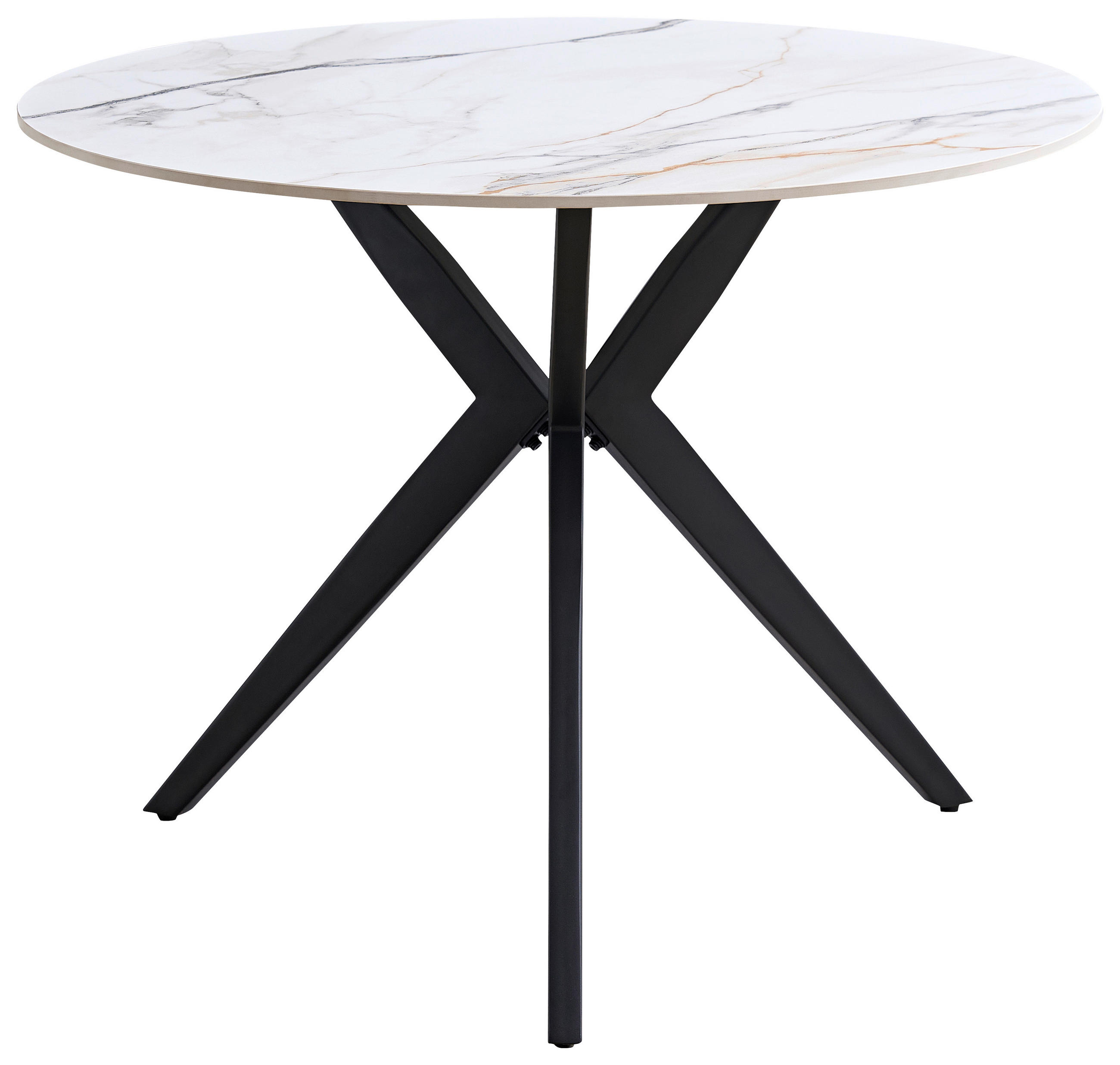 ESSTISCH 100/100/76 cm  Metall, Keramik rund Grau, Schwarz, Weiß, Beige  - Beige/Schwarz, Design, Keramik/Metall (100/100/76cm) - Xora