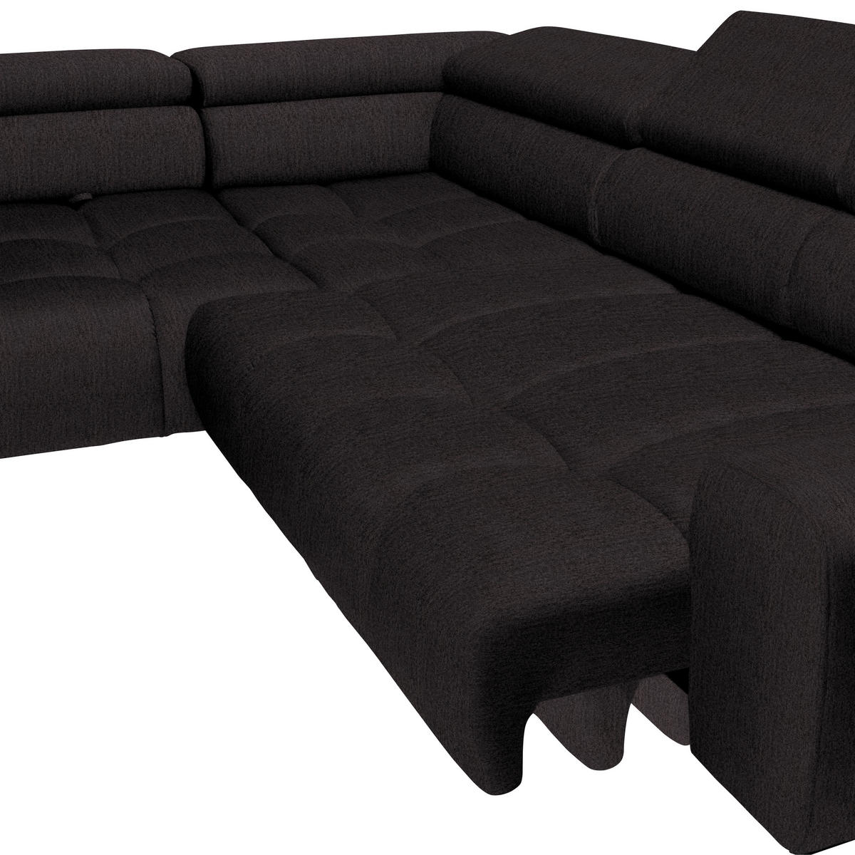 ECKSOFA in Samt, Webstoff Anthrazit  - Anthrazit/Schwarz, Design, Textil/Metall (216/300cm) - Welnova