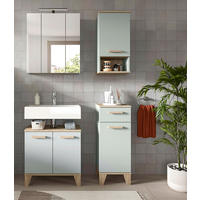 BADEZIMMER 5-teilig 94 cm  - Eiche San Remo/Graugrün, Modern, Holzwerkstoff/Kunststoff (94cm) - MID.YOU