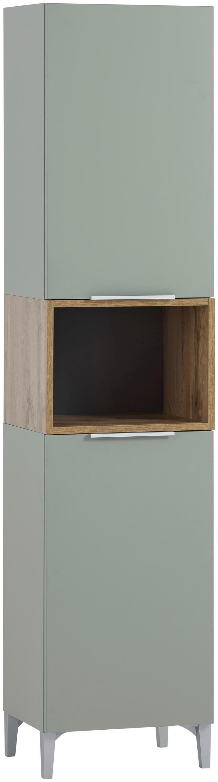 Stylife Hochschrank Smilla Silber, Eiche, Pastellgrün 40.2x175.3x31.9 cm