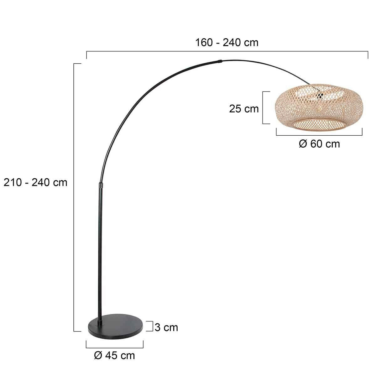 STEHLEUCHTE SPARKLED LIGHT 50/240/230 cm  - Beige/Schwarz, Trend, Naturmaterialien/Metall (50/240/230cm)
