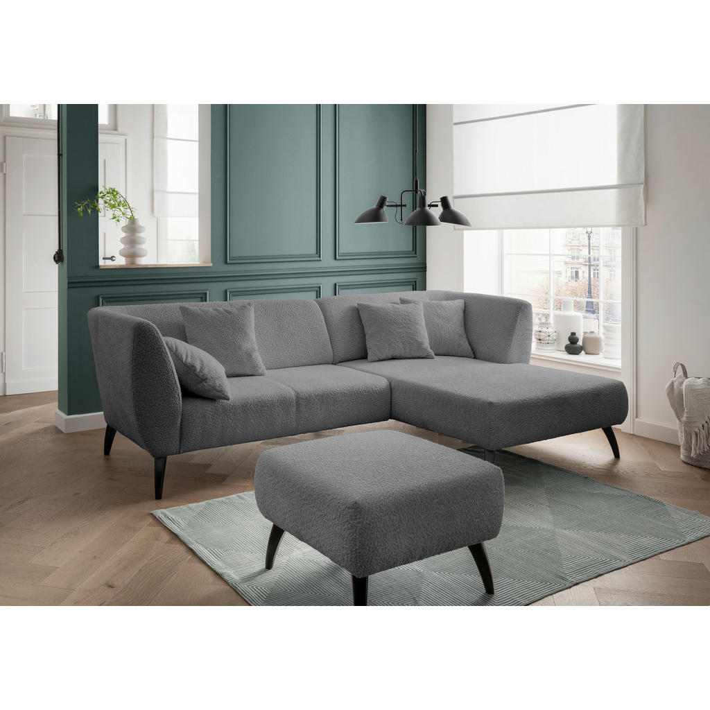 Thumbnail - Mid.you Ecksofa, Anthrazit, Holz, Textil, Buche, Fichte, Kiefer,Buche, Uni, 4-Sitzer, Füllung: Schaumstoff, Ottomane rec...