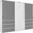 SCHWEBETÜRENSCHRANK 3-türig Schlammfarben, Weiß - Chromfarben/Schlammfarben, Design, Glas/Holzwerkstoff (250/217/67cm) - Novel