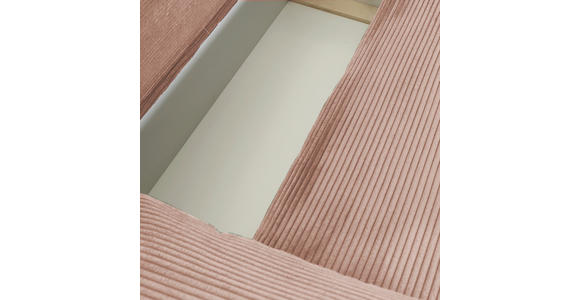 ECKSOFA Altrosa Cord Rückenkissen, Schlaffunktion, Rücken echt, Stauraum, Liegefläche im Originalstoff  - Schwarz/Altrosa, KONVENTIONELL, Kunststoff/Textil (266/180cm) - Carryhome