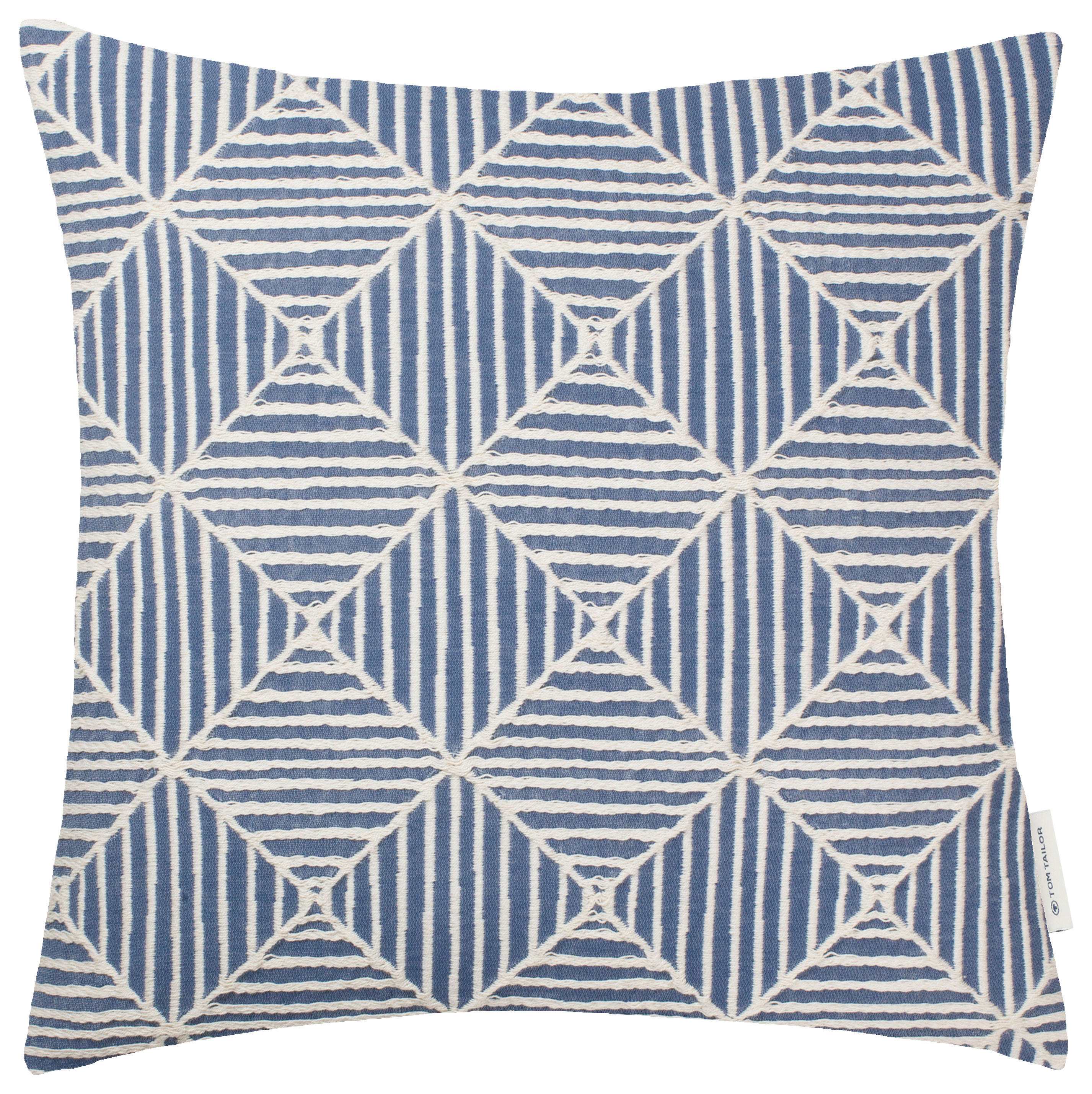 KISSENHÜLLE Graphic Lines 45/45 cm  - Blau/Weiß, KONVENTIONELL, Textil (45/45cm) - Tom Tailor