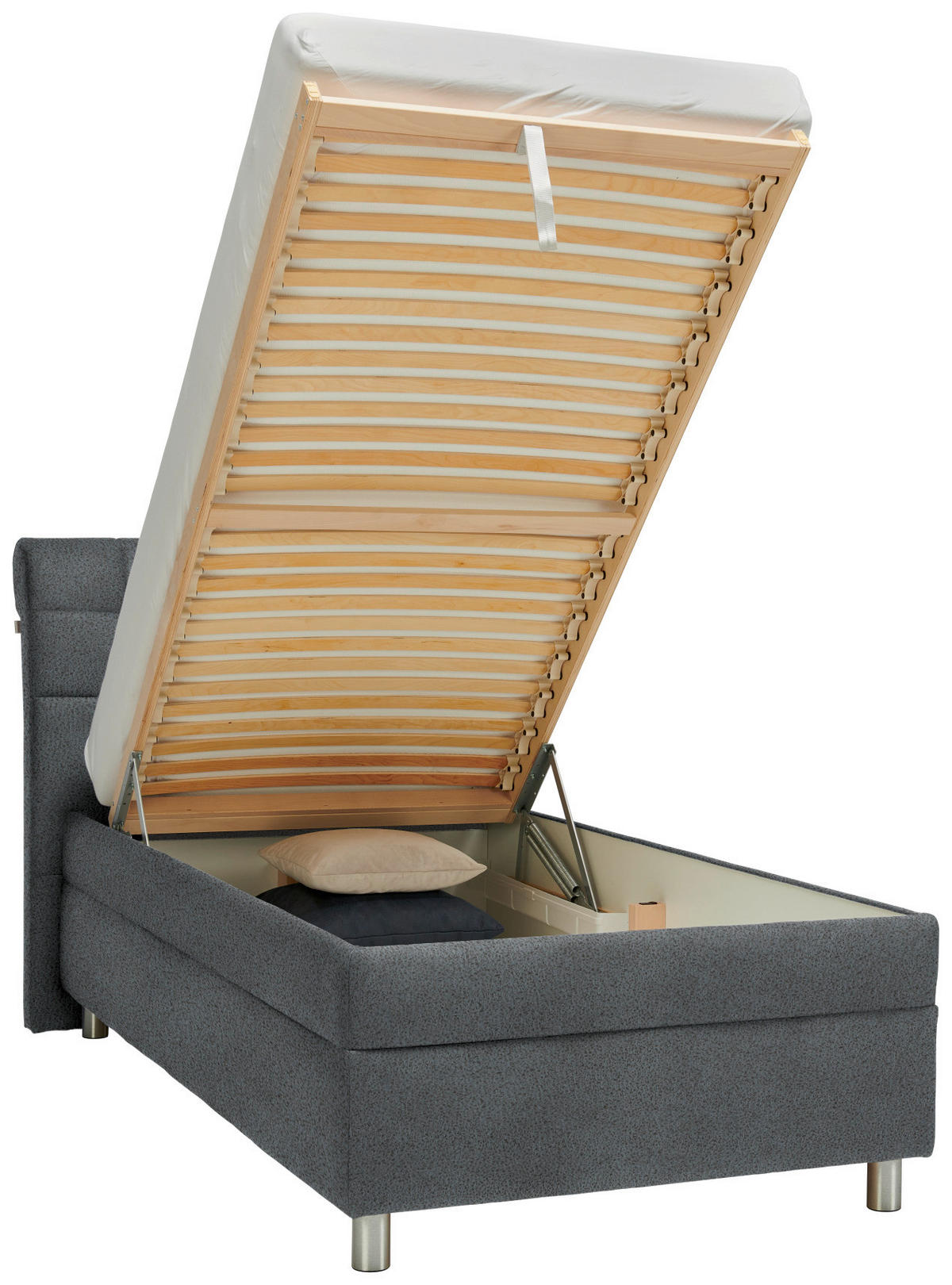 POLSTERBETT Matratze, Lattenrost Dunkelgrau 100/200 cm  - Dunkelgrau/Silberfarben, KONVENTIONELL, Holz/Textil (100/200cm) - Esposa