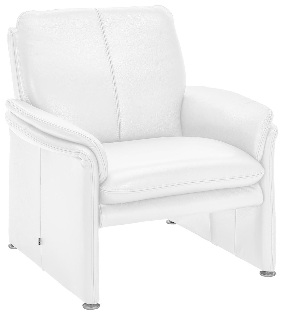 SESSEL in Echtleder Weiß  - Chromfarben/Weiß, KONVENTIONELL, Leder/Metall (98/90/86cm) - Celina Home