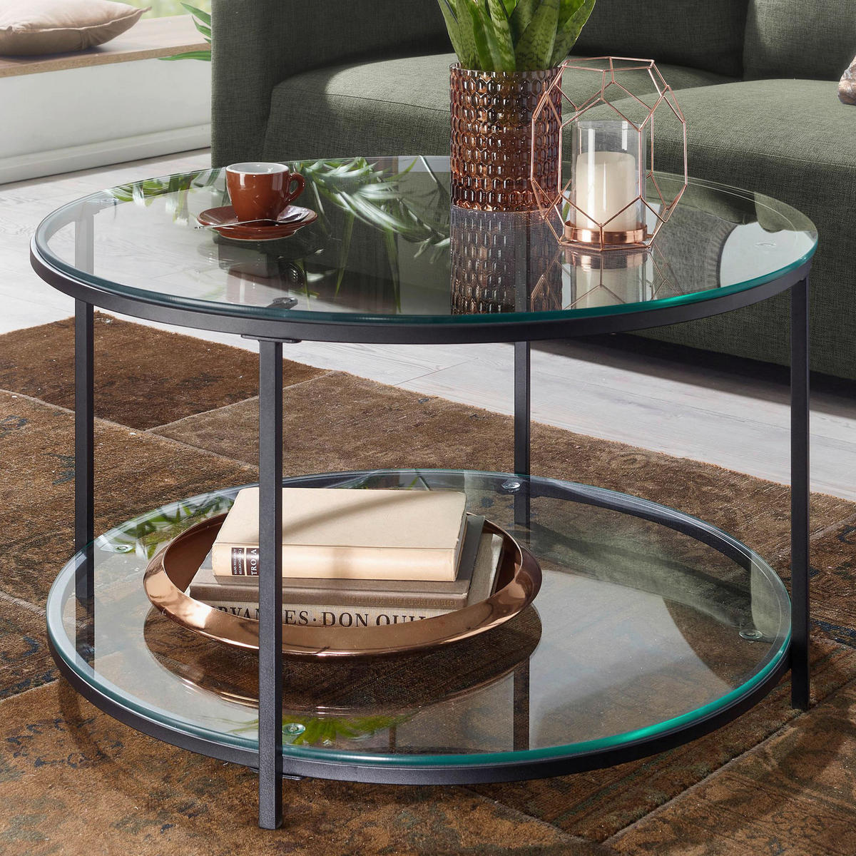 COUCHTISCH in Glas 80/80/45 cm  - Schwarz, Modern, Glas/Metall (80/80/45cm) - MID.YOU