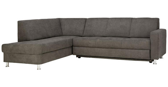 ECKSOFA in Flachgewebe Grau 198/256 cm - Chromfarben/Grau, Design, Kunststoff/Textil (198/256cm) - Xora