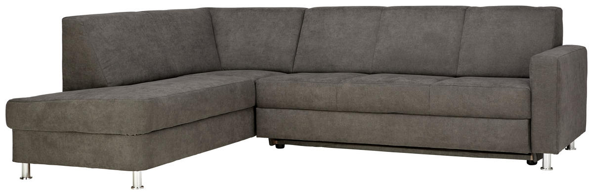 ECKSOFA Grau Flachgewebe  - Chromfarben/Grau, Design, Kunststoff/Textil (198/256cm) - Xora