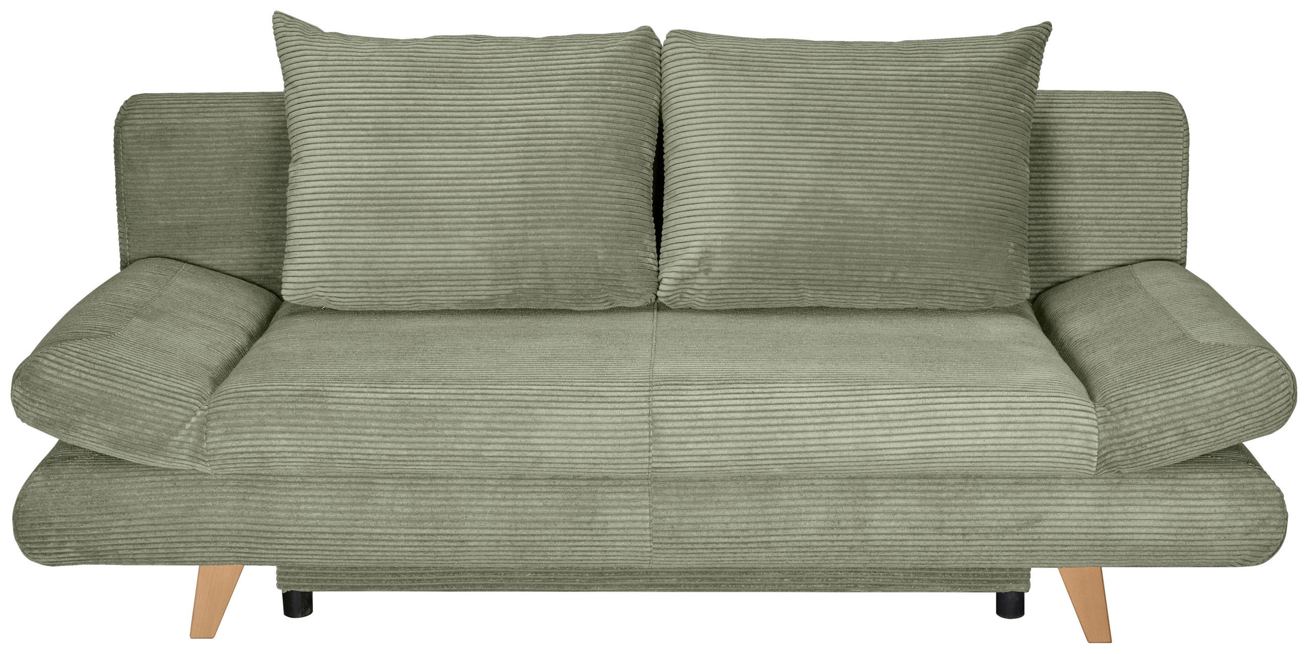 SCHLAFSOFA Cord Salbeigrün  - Salbeigrün/Buchefarben, KONVENTIONELL, Holz/Textil (200/75/85cm) - Carryhome