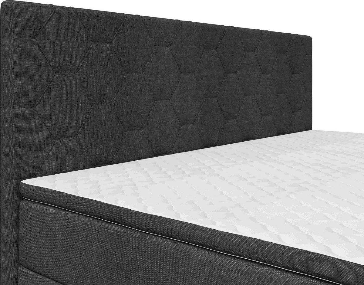 BOXSPRINGBETT 160/200 cm,  in Dunkelgrau, Matratze, Topper, H2 + H2 = mittel  - Dunkelgrau/Schwarz, KONVENTIONELL, Textil/Metall (160/200cm) - Chameo