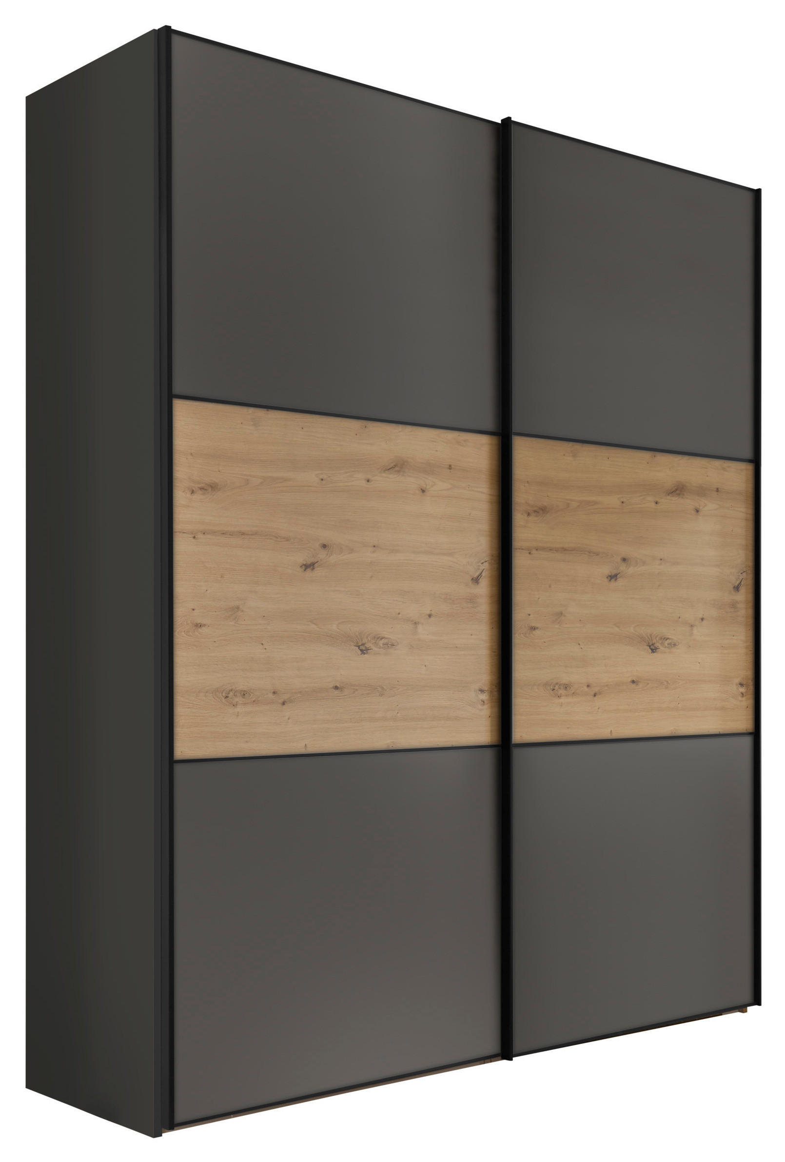 SCHWEBETÜRENSCHRANK 188/222/68 cm 2-türig Eiche Artisan, Anthrazit  - Anthrazit/Schwarz, Holzwerkstoff/Metall (188/222/68cm) - Moderano