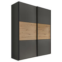 SCHWEBETÜRENSCHRANK 188/222/68 cm 2-türig Eiche Artisan, Anthrazit  - Anthrazit/Schwarz, Holzwerkstoff/Metall (188/222/68cm) - Moderano