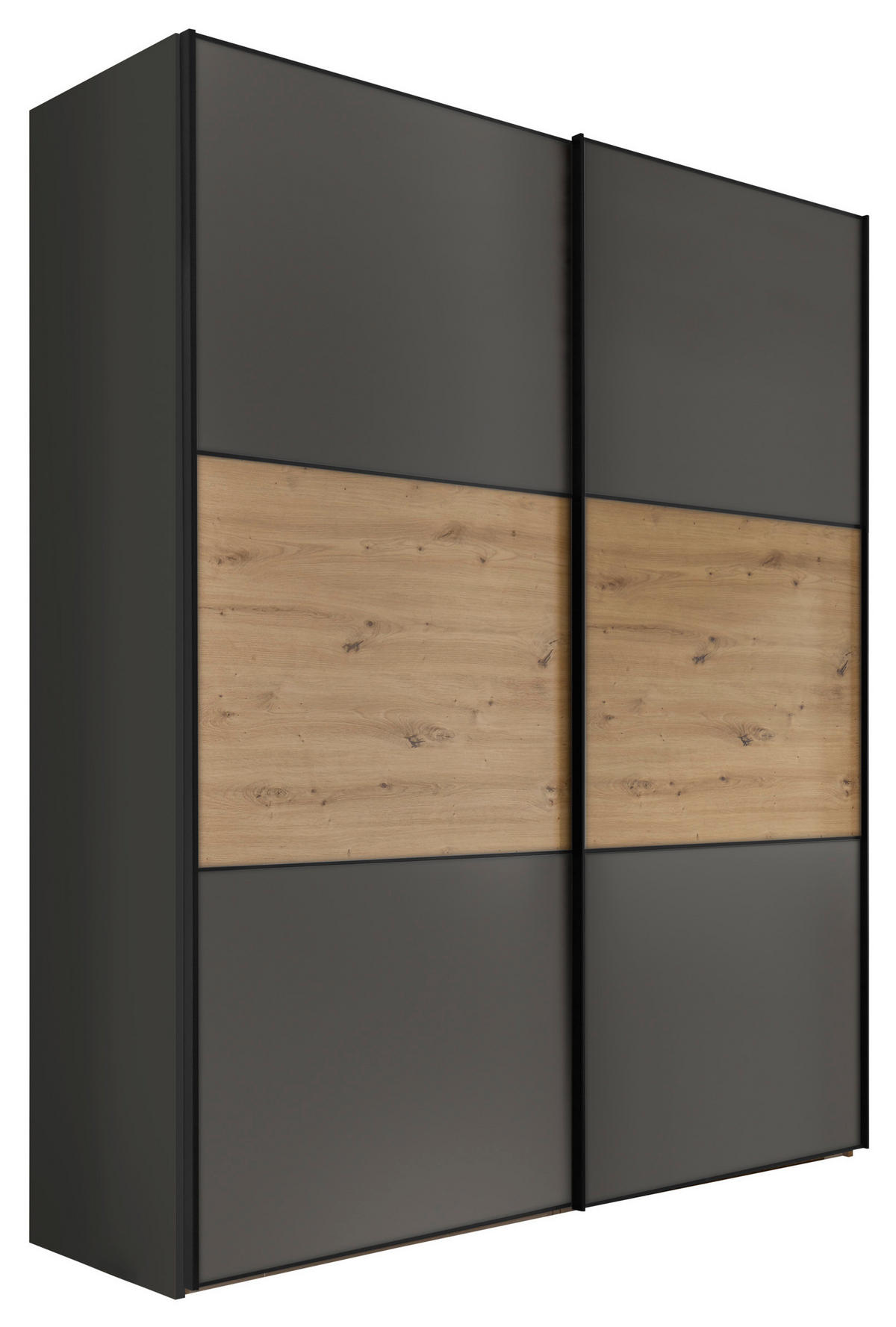 SCHWEBETÜRENSCHRANK 188/222/68 cm 2-türig Eiche Artisan, Anthrazit  - Anthrazit/Schwarz, Holzwerkstoff/Metall (188/222/68cm) - Moderano
