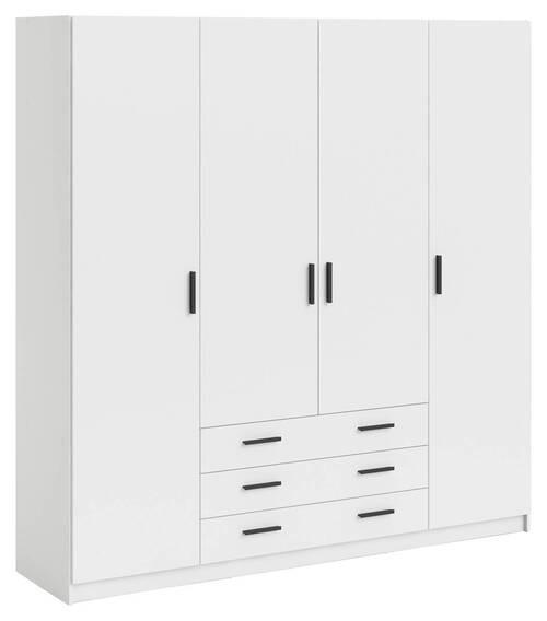 GARDEROB 195,5/200,4/49,6 cm 4-dörrar - vit/svart, Basics, metall/trämaterial (195,5/200,4/49,6cm) - Best Price