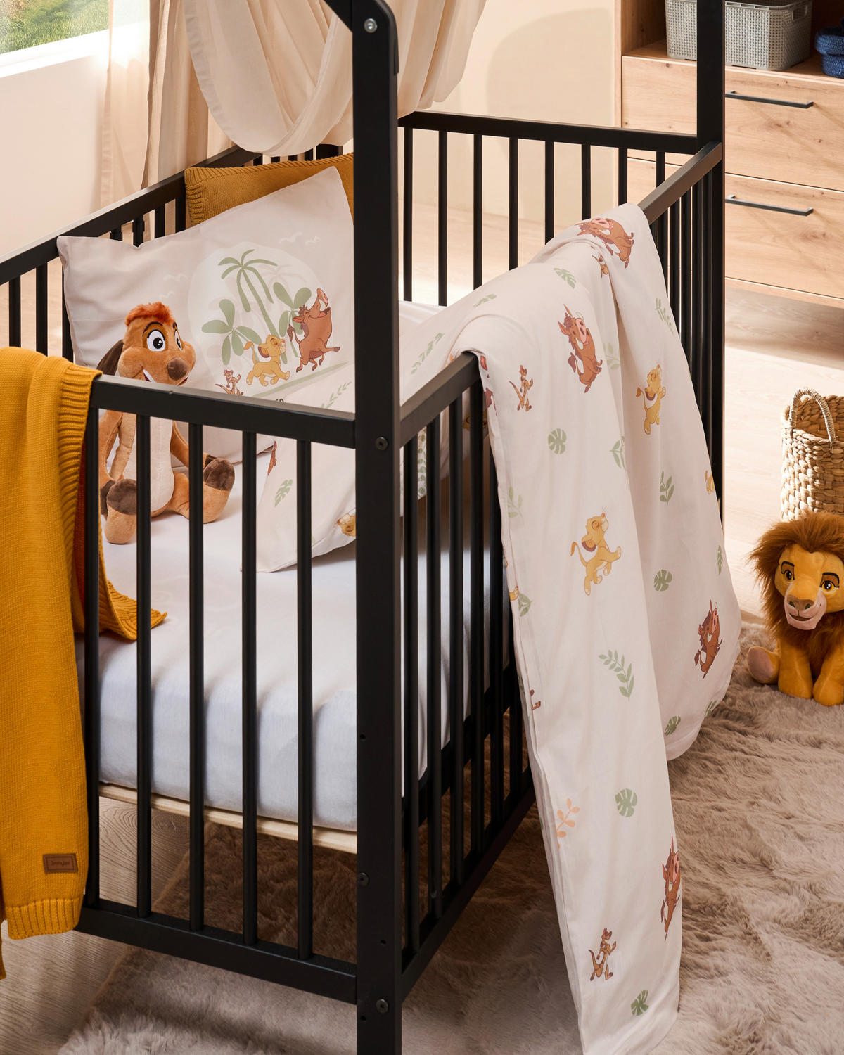 GITTERBETT EMMA 144/75/161 cm  - Schwarz, Trend, Holz (144/75/161cm) - My Baby Lou