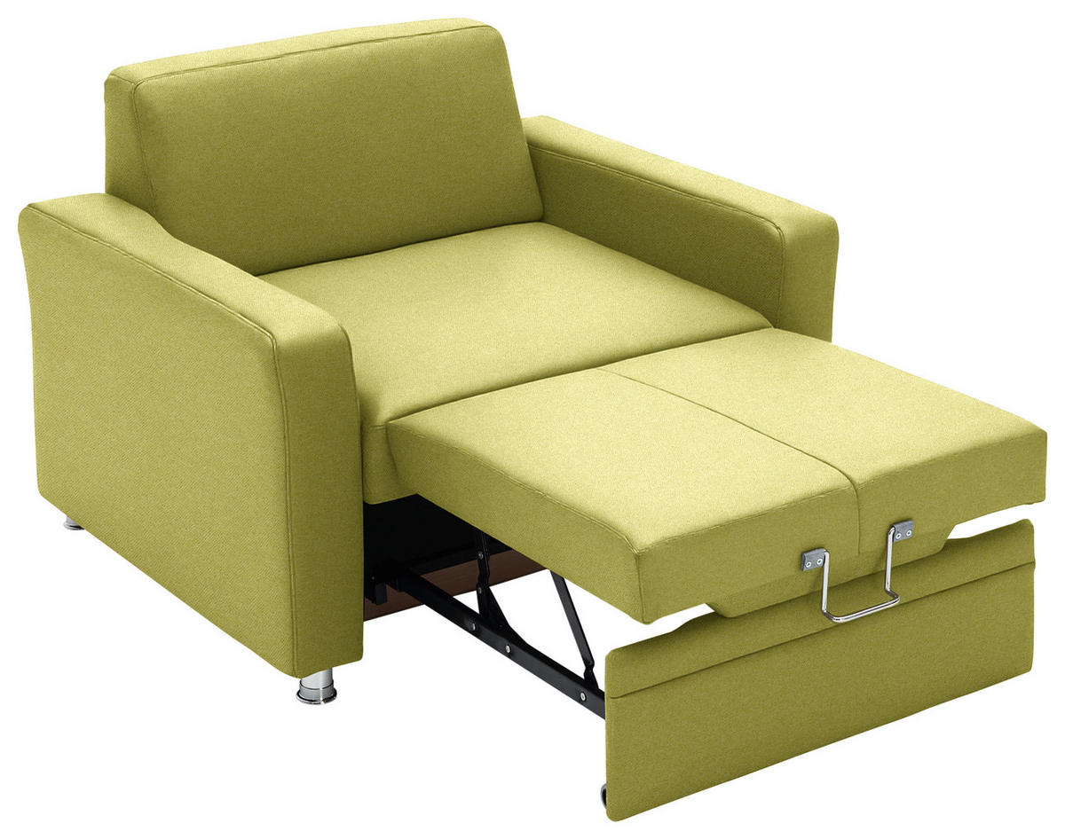 SCHLAFSESSEL Chenille Limette  - Limette/Alufarben, Konventionell, Textil/Metall (106/90/100cm) - Beldomo Style