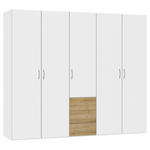 KLEIDERSCHRANK  in Weiß, Eichefarben  - Eichefarben/Silberfarben, Design, Holzwerkstoff (253/215/59cm) - Carryhome