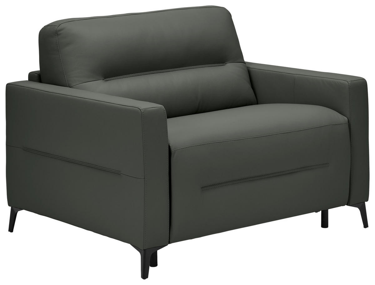 SCHLAFSESSEL Echtleder Anthrazit    - Anthrazit/Schwarz, Design, Leder/Metall (115/89/97cm) - Novel