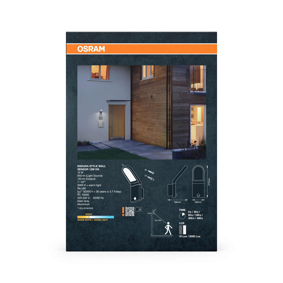 LED-AUßENLEUCHTE 16,8/10/27,3 cm   - Dunkelgrau, Basics, Glas/Metall (16,8/10/27,3cm) - Osram