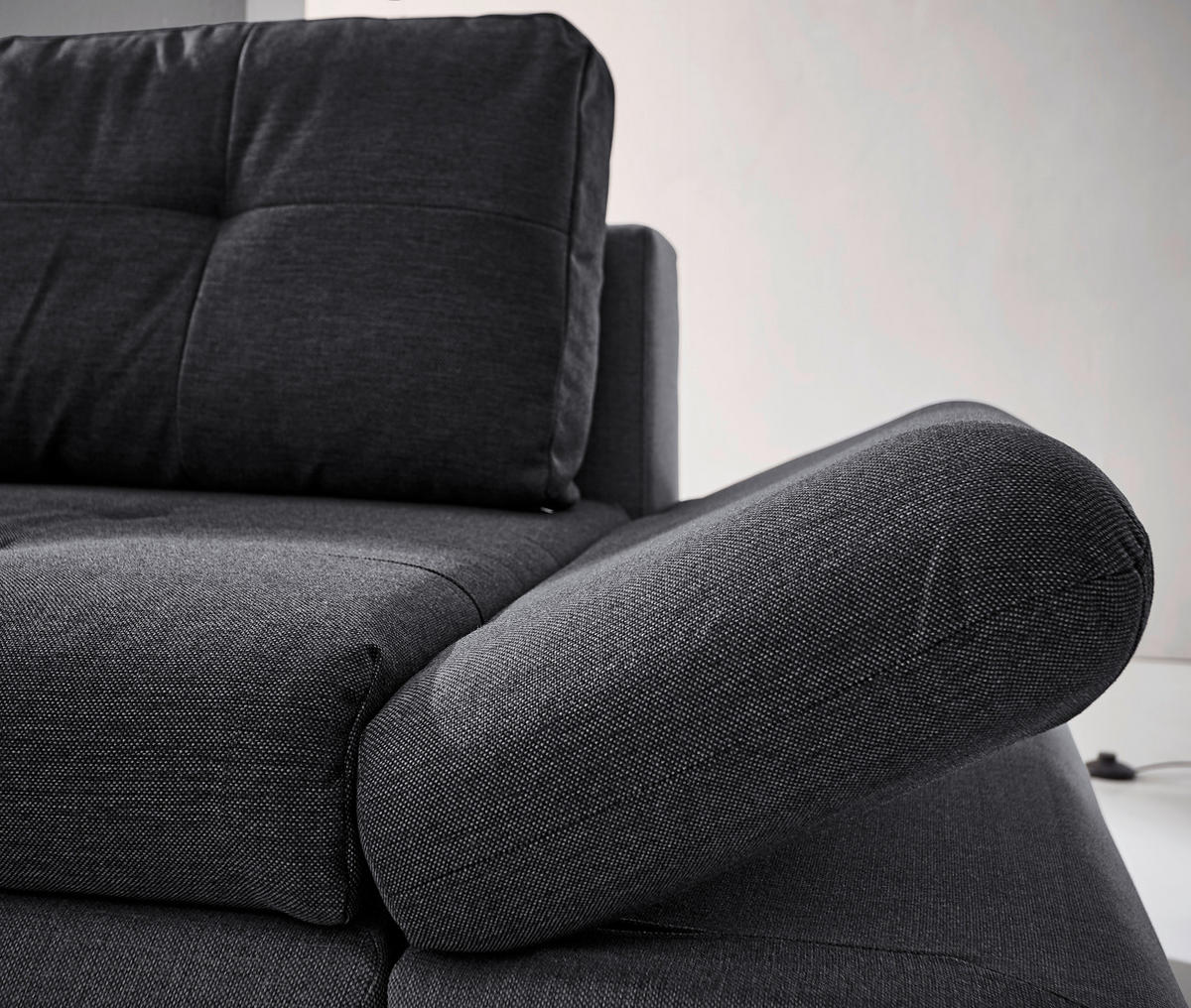 ECKSOFA in Webstoff Dunkelgrau  - Chromfarben/Dunkelgrau, Design, Kunststoff/Textil (302/187cm) - Carryhome