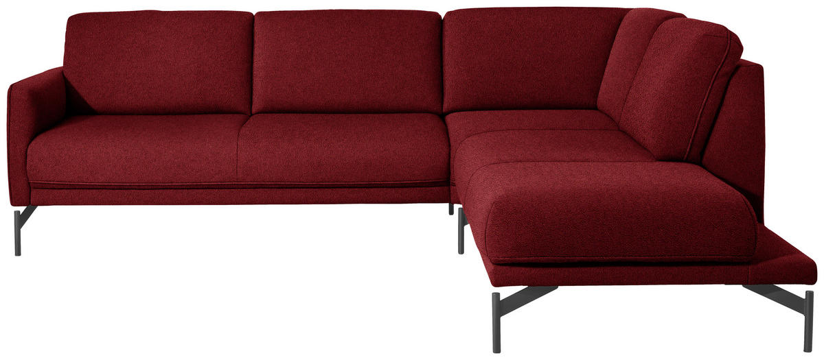 ECKSOFA in Flachgewebe, Struktur Rot  - Anthrazit/Rot, Design, Textil/Metall (254/230cm) - Johann Jakob
