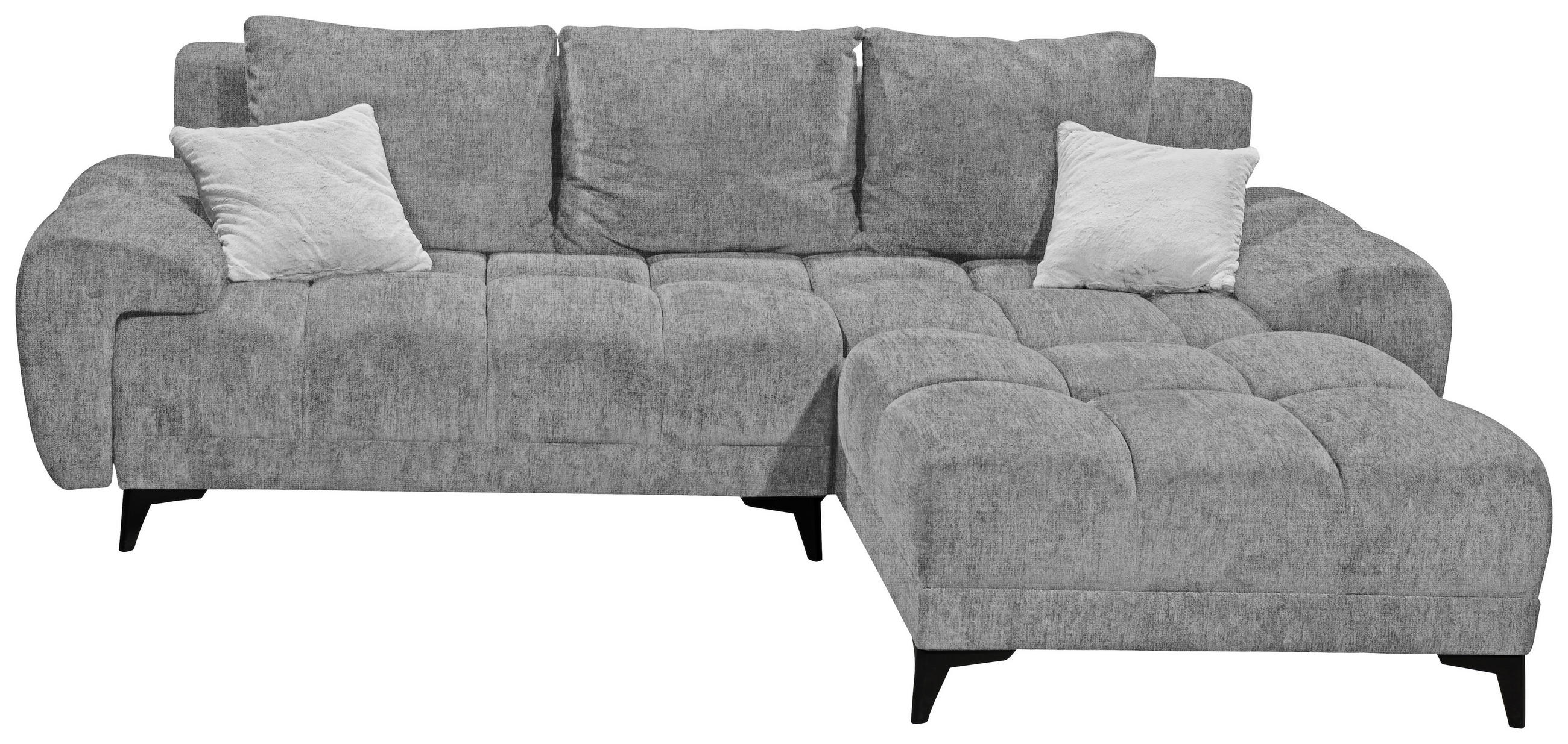 ECKSOFA in Mikrovelours Dunkelgrau  - Dunkelgrau/Hellgrau, Basics, Kunststoff/Textil (260/187cm) - Livetastic