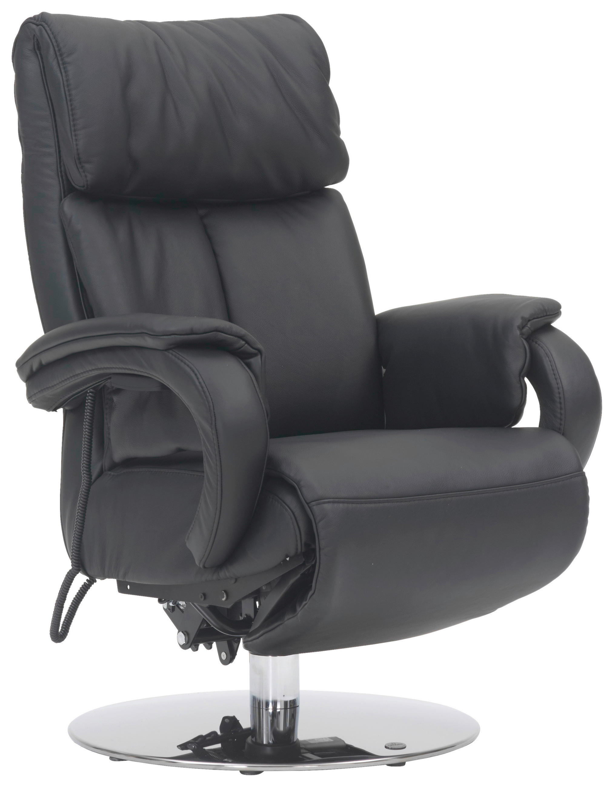 RELAXSESSEL in Leder Schwarz  - Chromfarben/Schwarz, Design, Leder/Metall (72/98/85cm) - Himolla