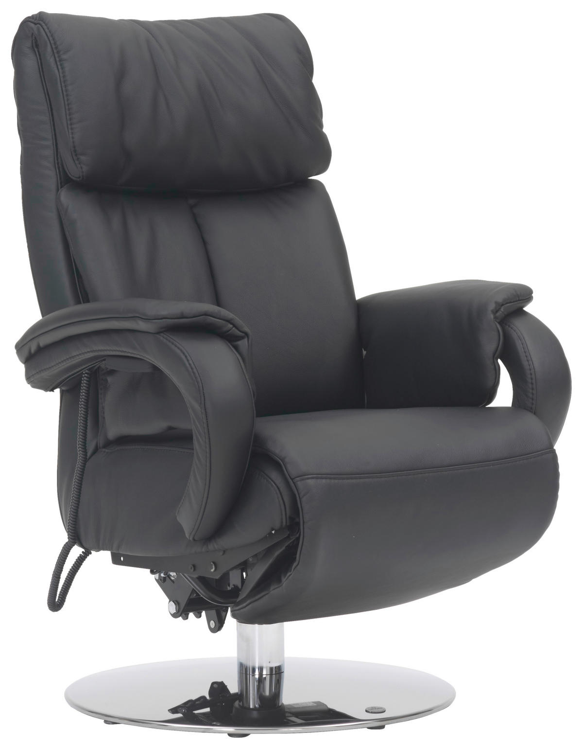 RELAXSESSEL in Leder Schwarz  - Chromfarben/Schwarz, Design, Leder/Metall (72/98/85cm) - Himolla