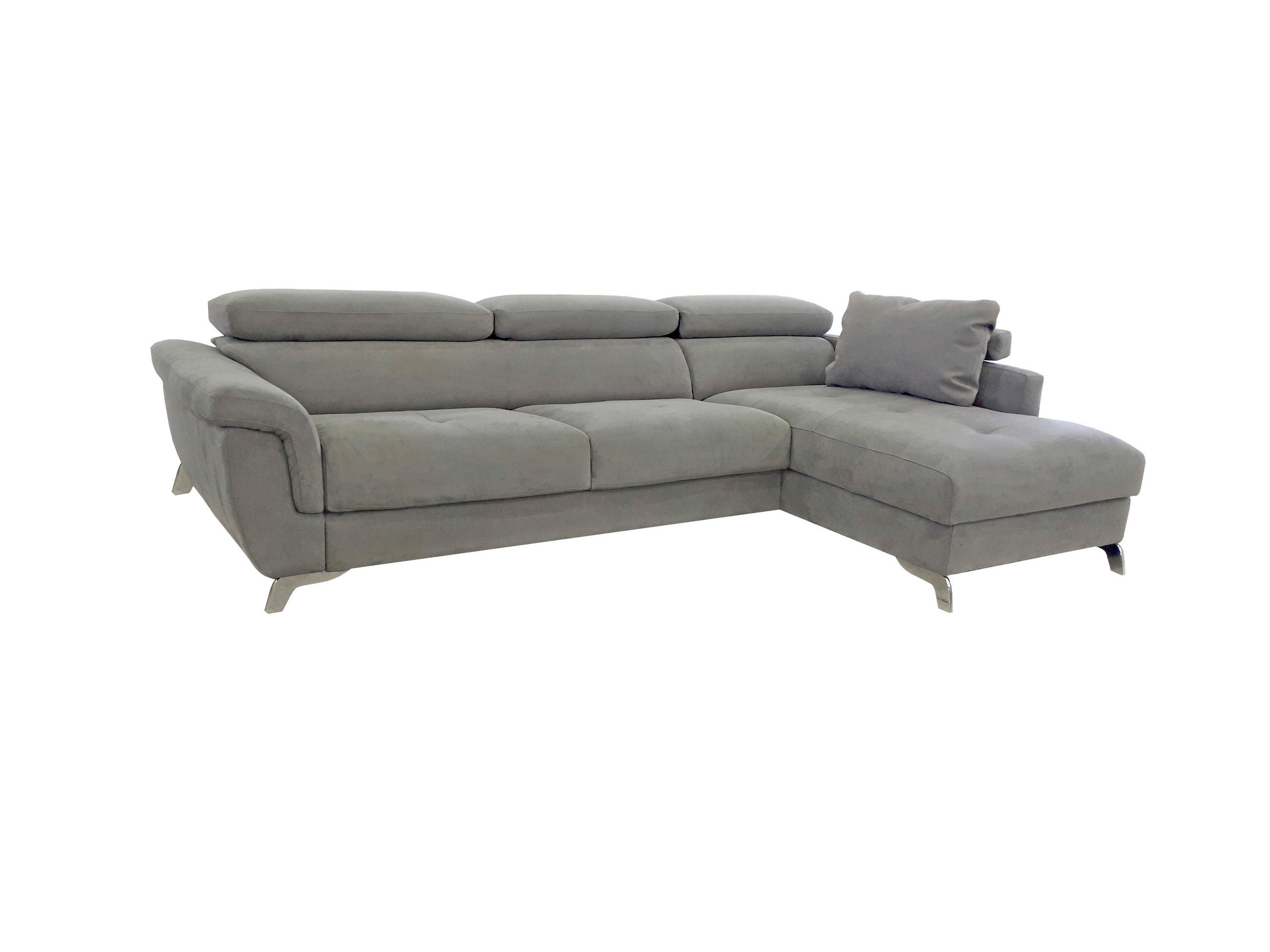 KUTNA GARNITURA metal, tekstil, drvni materijal  tamno siva   - tamno siva/boje aluminija, Moderno, drvni materijal/metal (288/186cm) - Novel