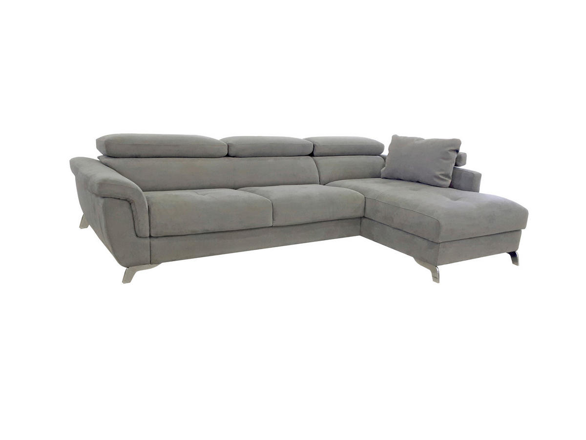 UGAONA GARNITURA tamnosiva  - tamnosiva/boja aluminijuma, Moderno, metal/tekstil (288/186cm) - Novel