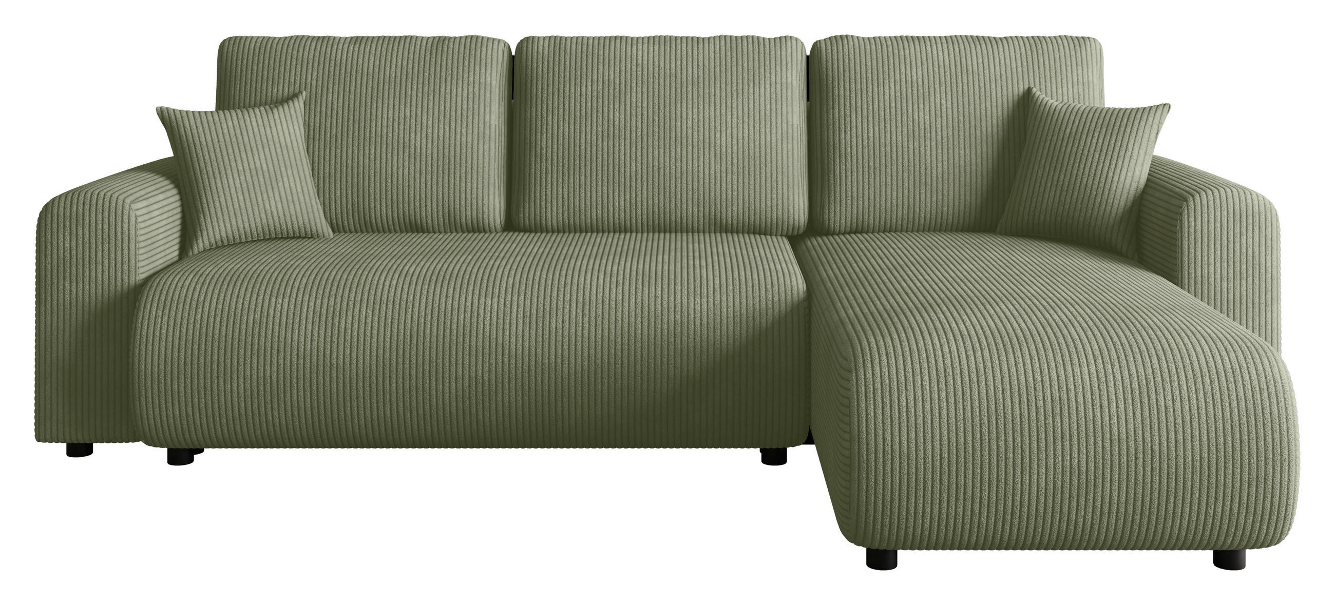 ECKSOFA  in Cord Grün  - Schwarz/Grün, KONVENTIONELL, Kunststoff/Textil (246/152cm) - Xora