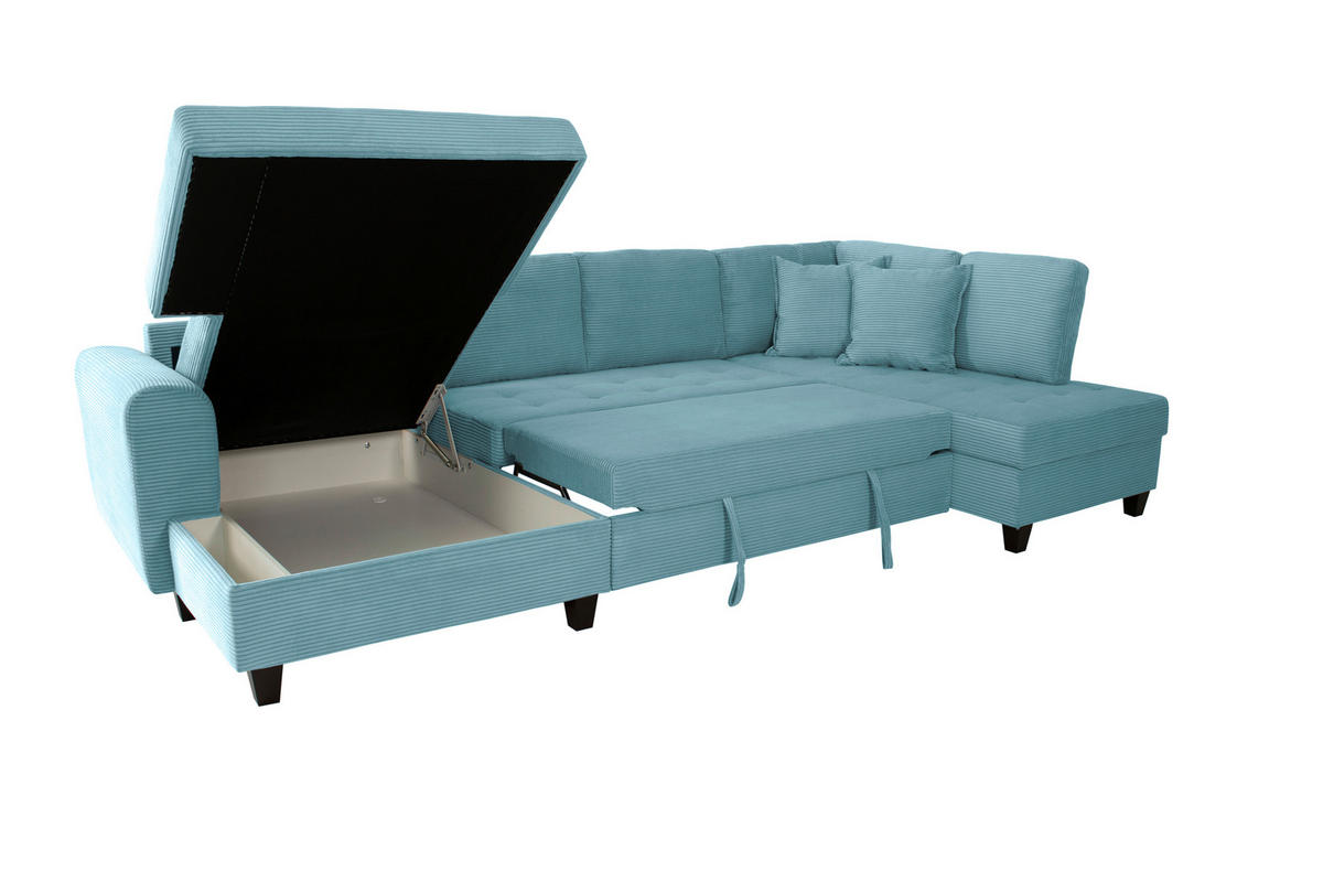 WOHNLANDSCHAFT MORITZ Hellblau Cord  - Hellblau, Trend, Textil (155/324/178cm) - P & B