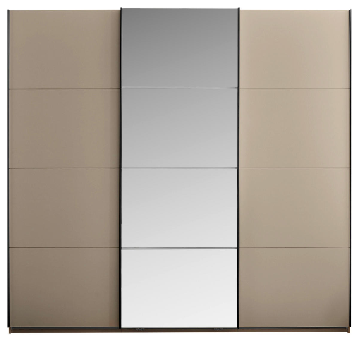 SCHWEBETÜRENSCHRANK 215/204/60 cm 3-türig Kaschmir  - Kaschmir/Schwarz, KONVENTIONELL, Glas/Holzwerkstoff (215/204/60cm) - Boxxx