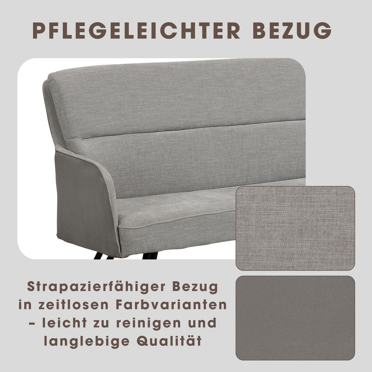 SITZBANK - Hellgrau/Schwarz, MODERN, Textil/Metall (160/94/67cm) - MID.YOU