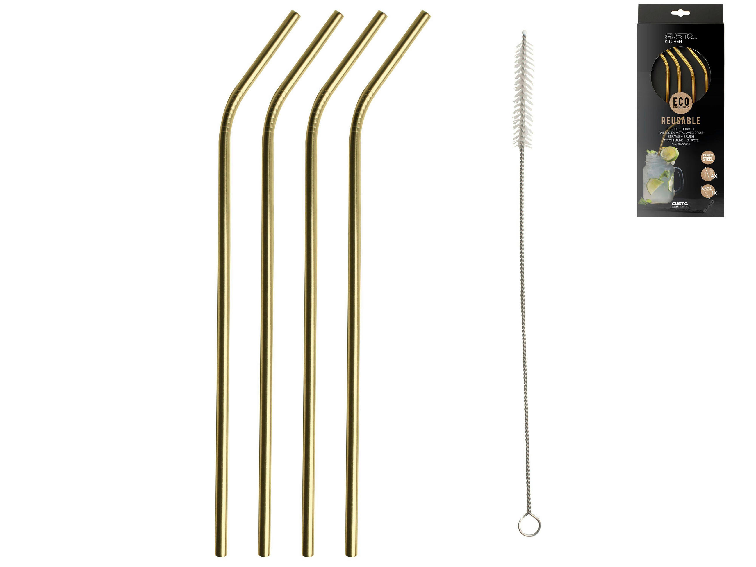 SET SLAMČICA  - zlatne boje, Basics, metal (31cm) - Gusta