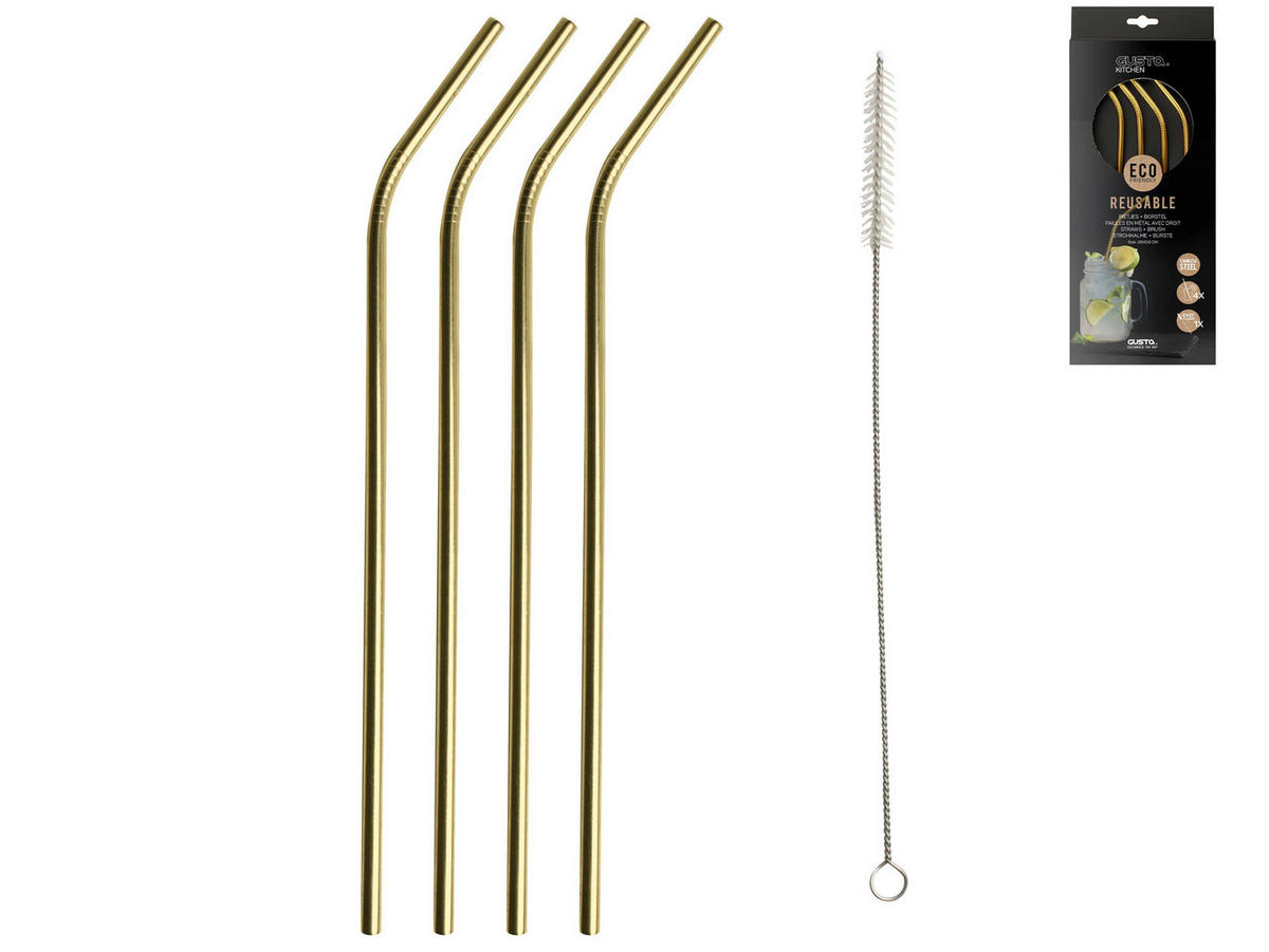 SET SLAMČICA - zlatna, Osnovno, metal (31cm) - Gusta