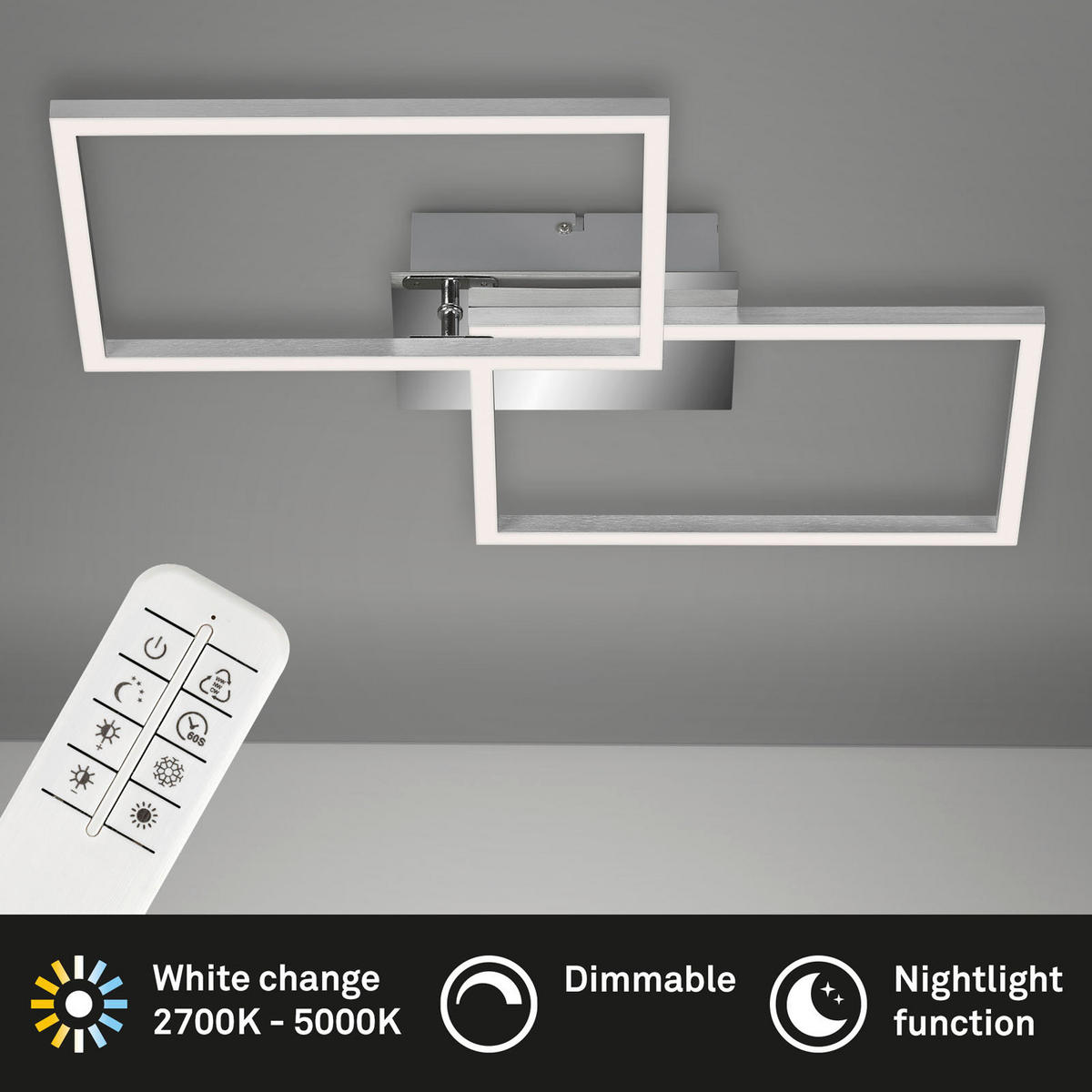 LED-DECKENLEUCHTE 50/38,8/7,8 cm   - Chromfarben, Design, Kunststoff/Metall (50/38,8/7,8cm)