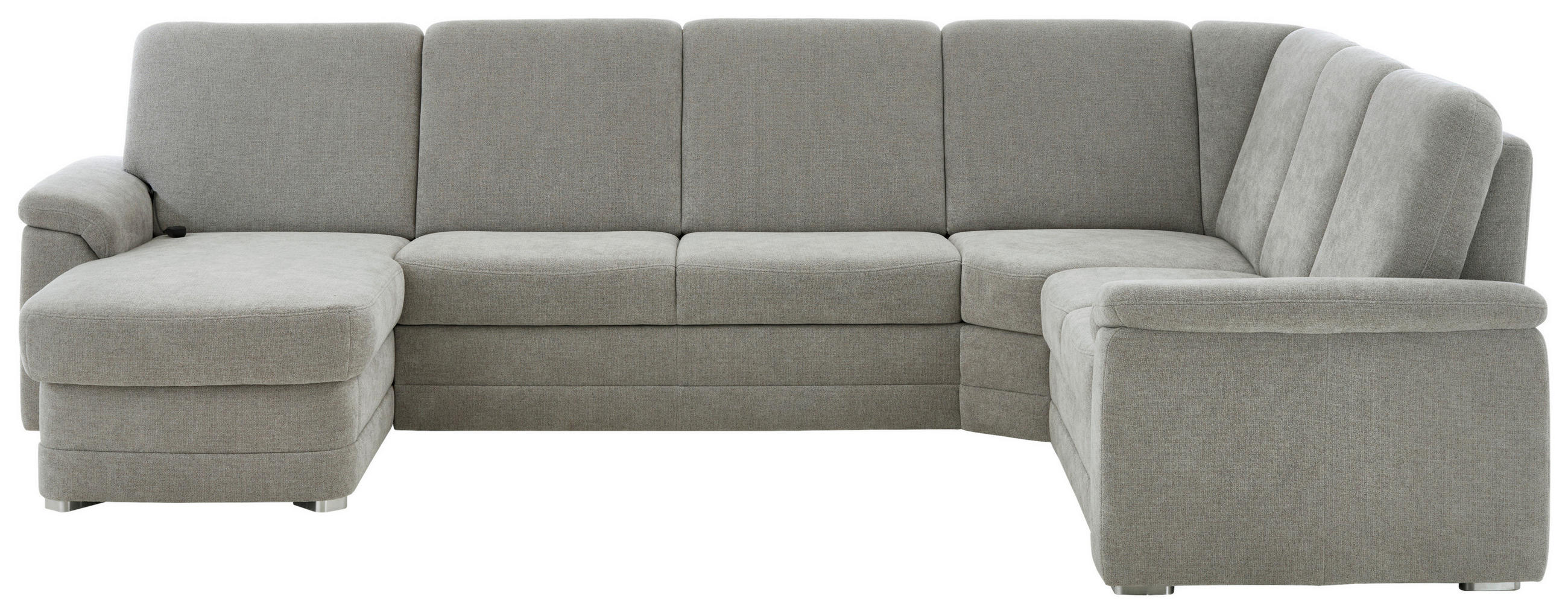WOHNLANDSCHAFT  in Chenille Hellgrau  - Hellgrau/Alufarben, KONVENTIONELL, Holz/Textil (160/329/235cm) - Beldomo Comfort