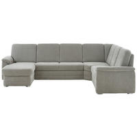 WOHNLANDSCHAFT  in Chenille Hellgrau  - Hellgrau/Alufarben, KONVENTIONELL, Holz/Textil (160/329/235cm) - Beldomo Comfort