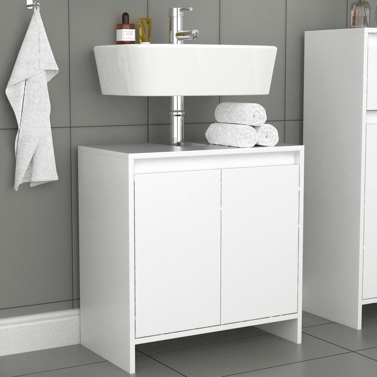 TVÄTTSTÄLLSUNDERSKÅP 58/60/33 cm  - vit, Modern, trämaterial (58/60/33cm) - MID.YOU