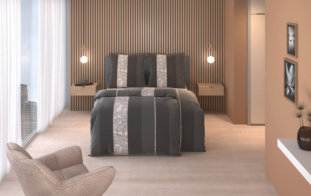 BETTWÄSCHE 2-teilig STRIPES DK Satin 135/200 cm  - Anthrazit, Design, Textil (135/200cm) - Dieter Knoll