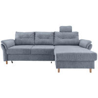 ECKSOFA in Chenille Hellblau  - Naturfarben/Hellblau, Modern, Holz/Textil (250/176cm) - Livetastic