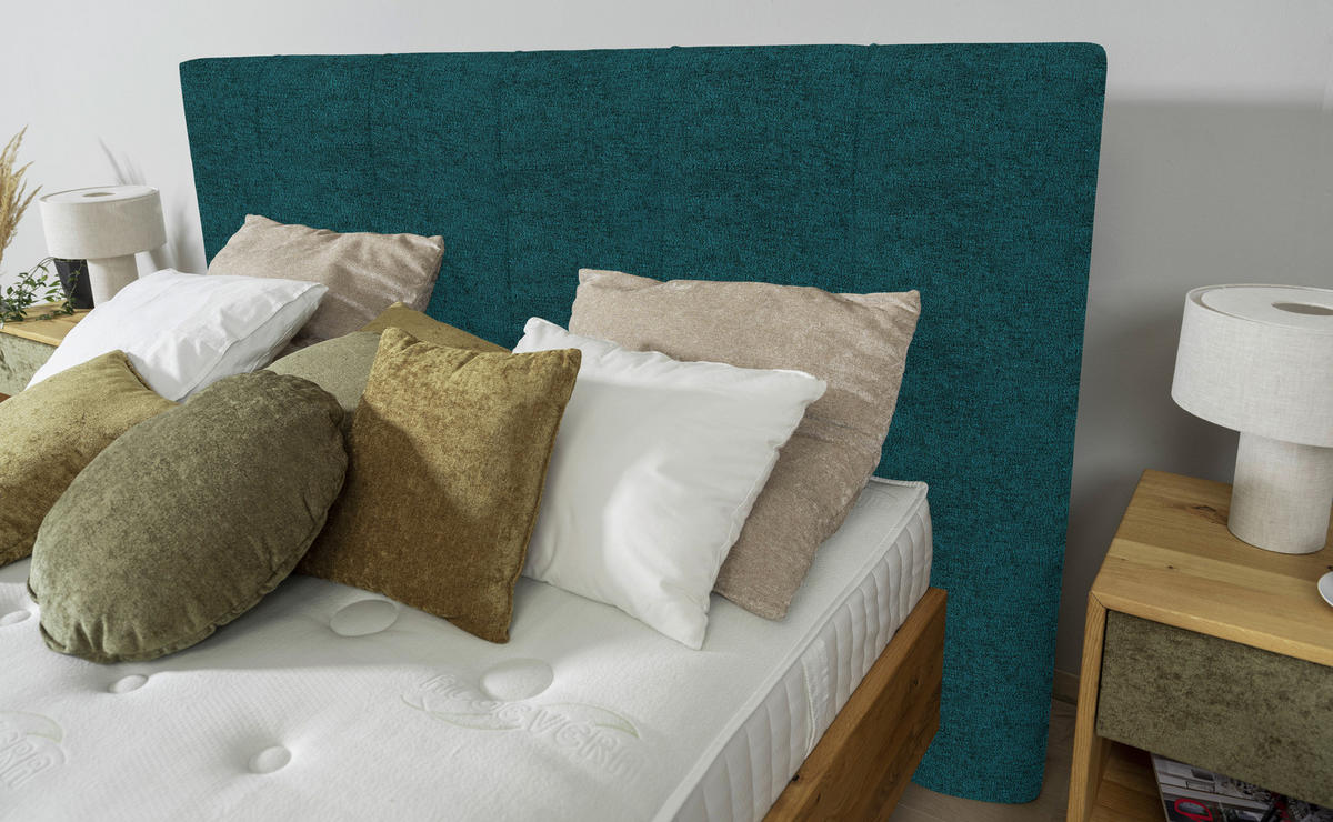 BOXSPRINGBETT 180/200 cm  in Petrol, Wildeiche  - Wildeiche/Petrol, Natur, Holz/Textil (180/200cm) - Valnatura