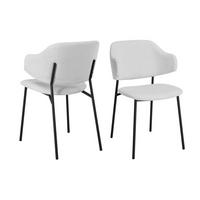 ARMLEHNSTUHL-SET 2 Stück  in Bouclé  - Schwarz/Weiß, MODERN, Textil/Metall (54/83/59cm) - Livetastic