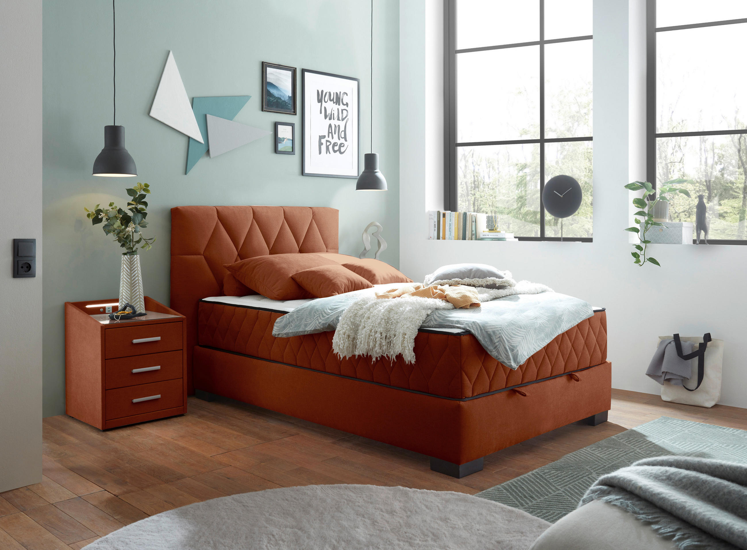 BOXBETT 120/200 cm  in Cognac  - Cognac/Schwarz, MODERN, Holzwerkstoff/Kunststoff (120/200cm) - MID.YOU