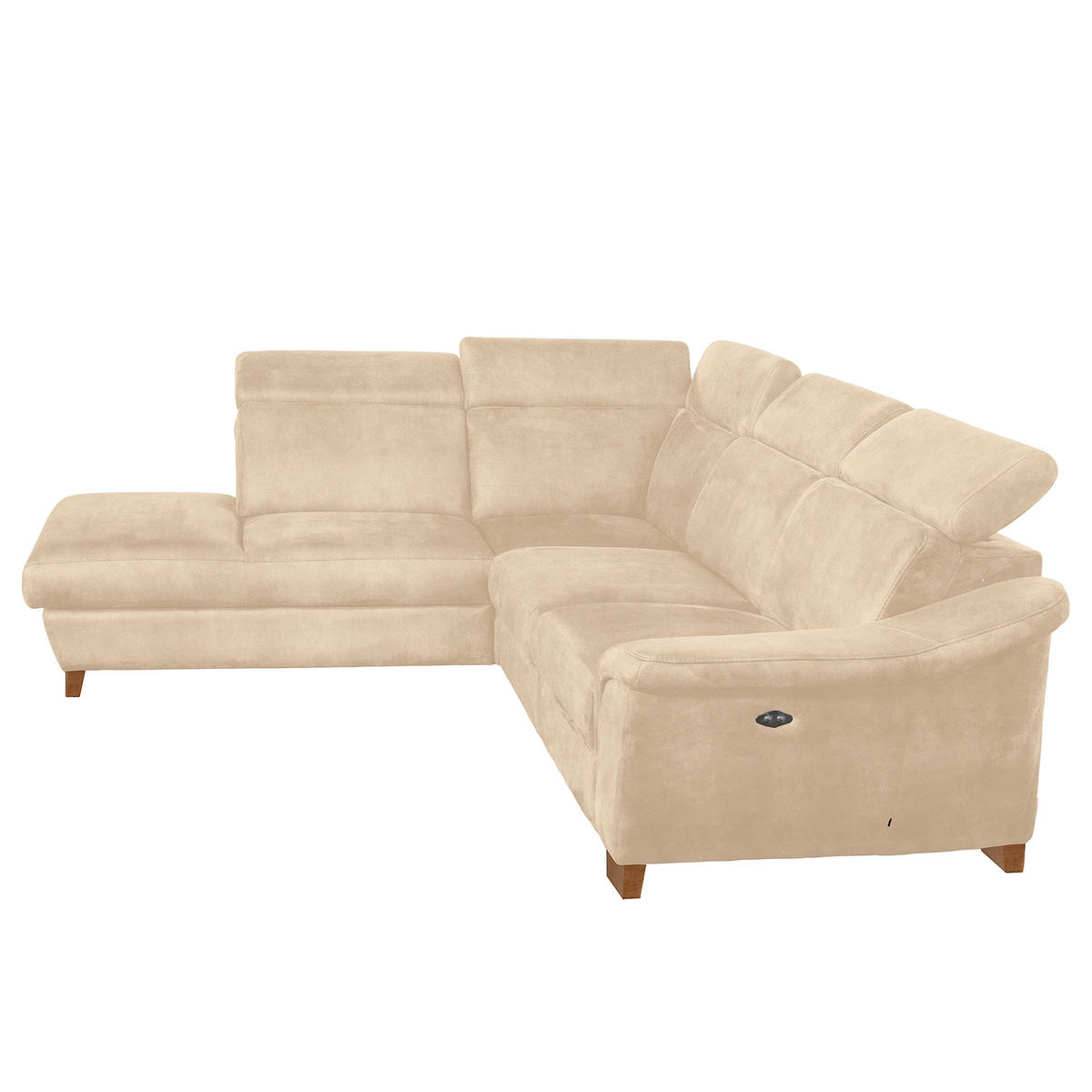 ECKSOFA TREND in Mikrofaser Beige Bettkasten, Relaxfunktion, Kopfteilverstellung  276/238 cm  - Beige/Naturfarben, Design, Holz/Textil (276/238cm) - Livetastic
